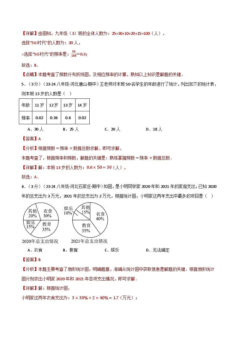 专题15.2 数据的收集与表示单元提升卷（华东师大版）（解析版）第3页