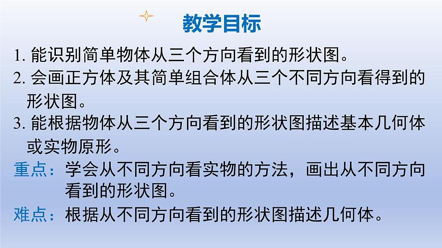 1.2 从立体图形到平面图形--- 第4课时--- 从三个方向看物体形状 课件 2024-2025学年鲁教版五四制（2024）数学六年级上册第2页