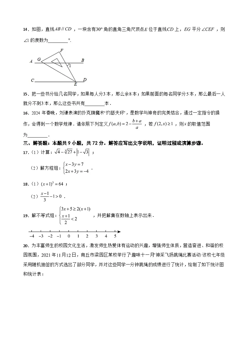 广东省2025年七年级（下）期末数学试卷及答案第3页