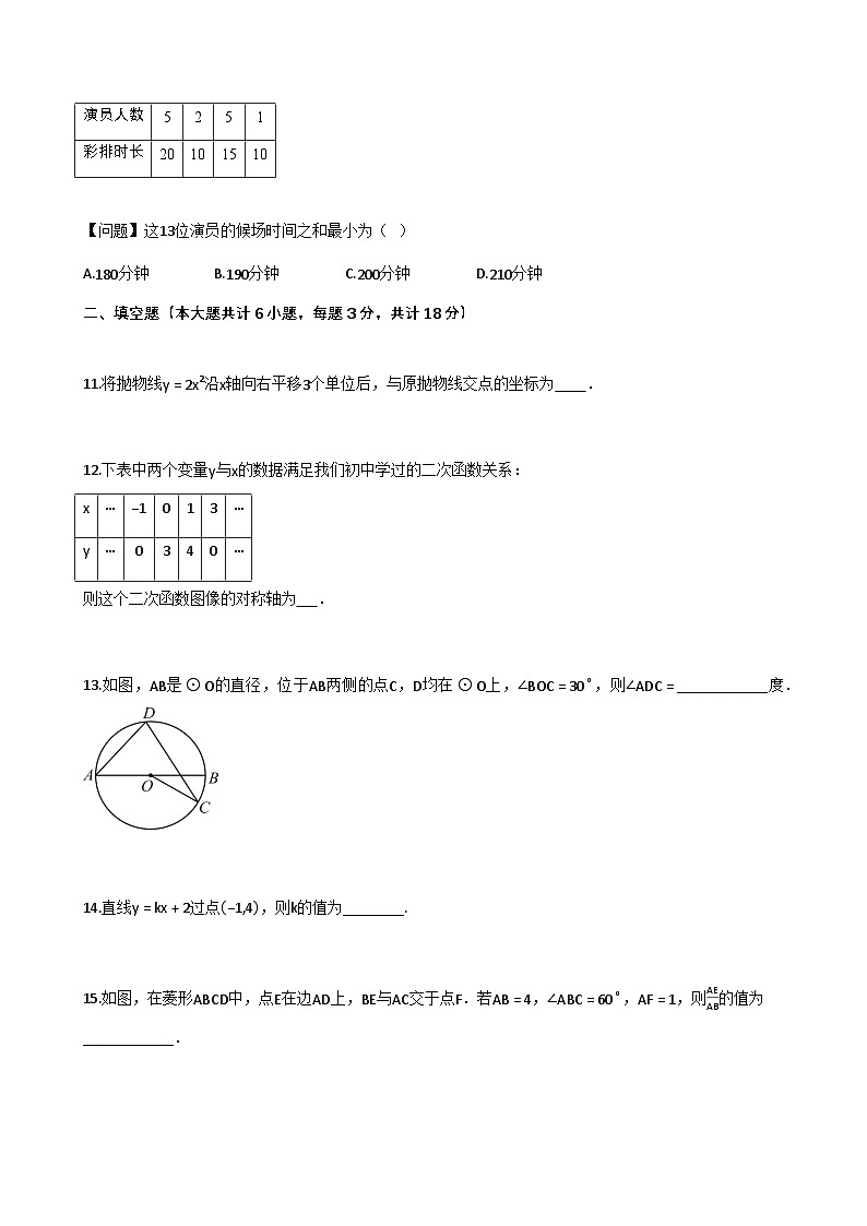 2024-2025学年福建省泉州市九年级数学中考一轮复习试卷（含解析）第3页