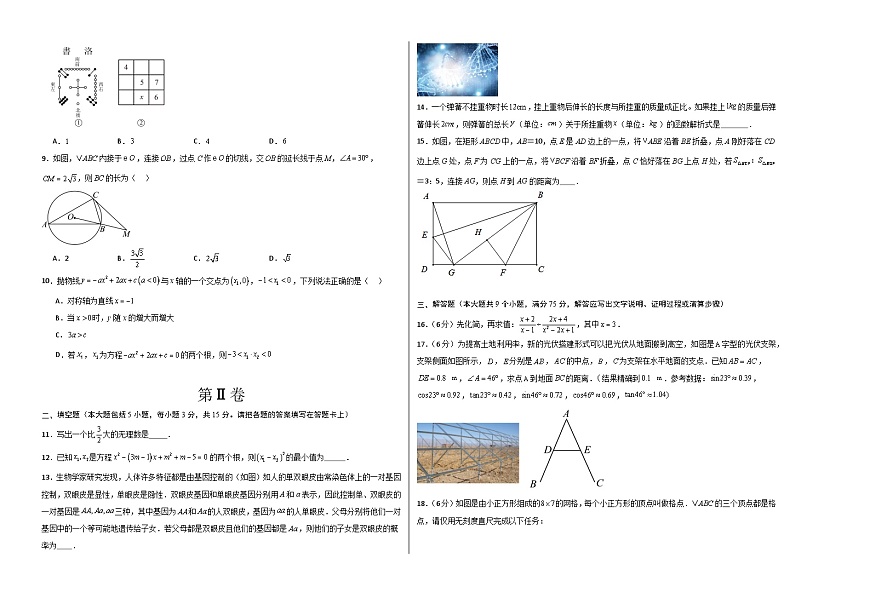 数学（湖北卷）（考试版A3）第2页