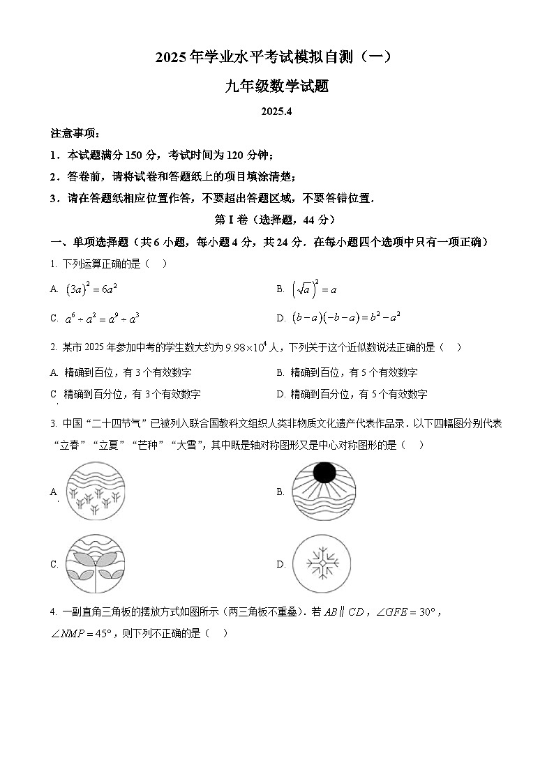 2025年山东省潍坊安丘市中考一模数学试题（中考模拟）第1页