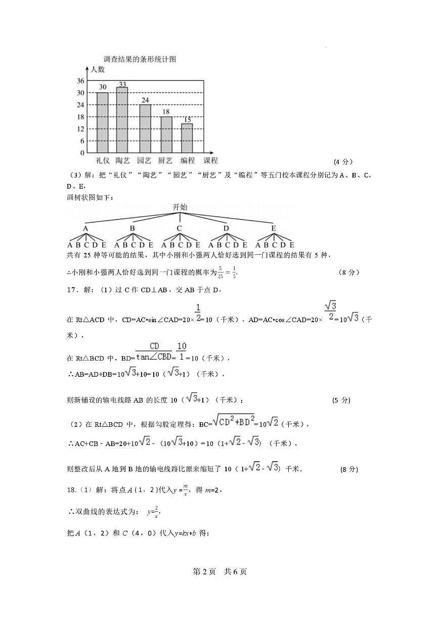 数学 数学    参考答案   第2页