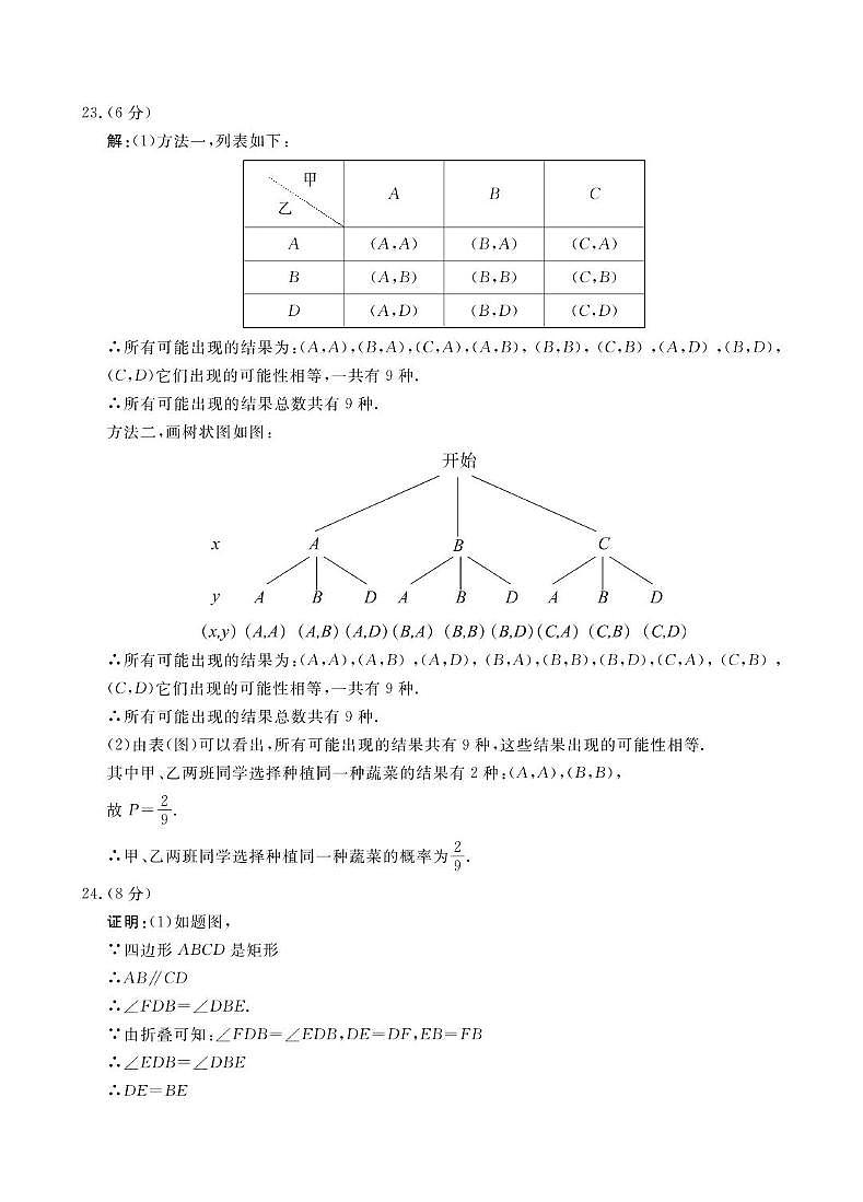 2025年云南省楚雄州大姚县初中学业水平考试数学模拟试题（二） 2025年云南省初中学业水平考试数学模拟试题（二）参考答案第2页