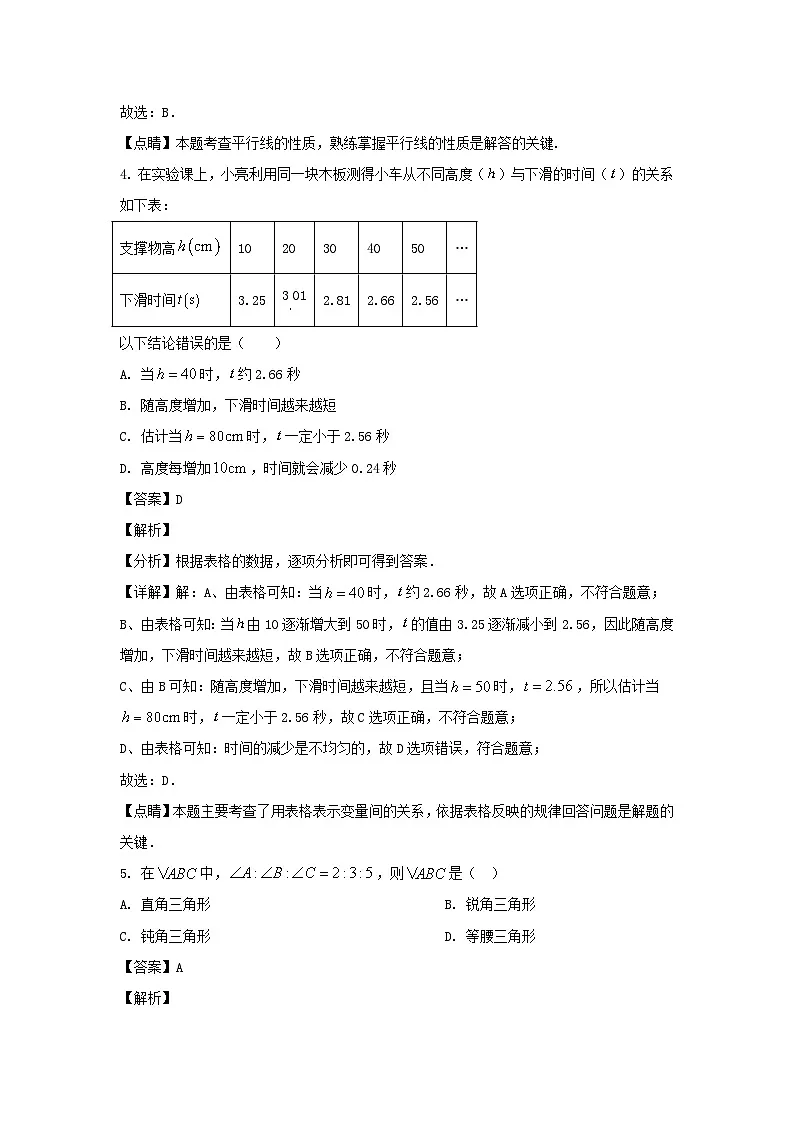 2022-2023学年山东济南市中区七年级下册数学期中试卷及答案第3页
