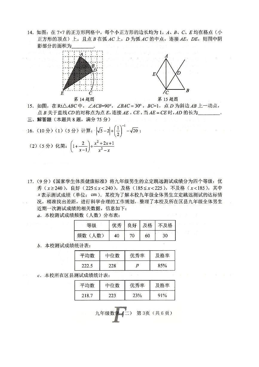 2025年河南省南阳市方城县二模数学试卷（中考模拟）第3页