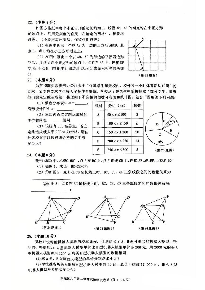 2025年黑龙江省哈尔滨市阿城区二模 数学试题（中考模拟）第3页