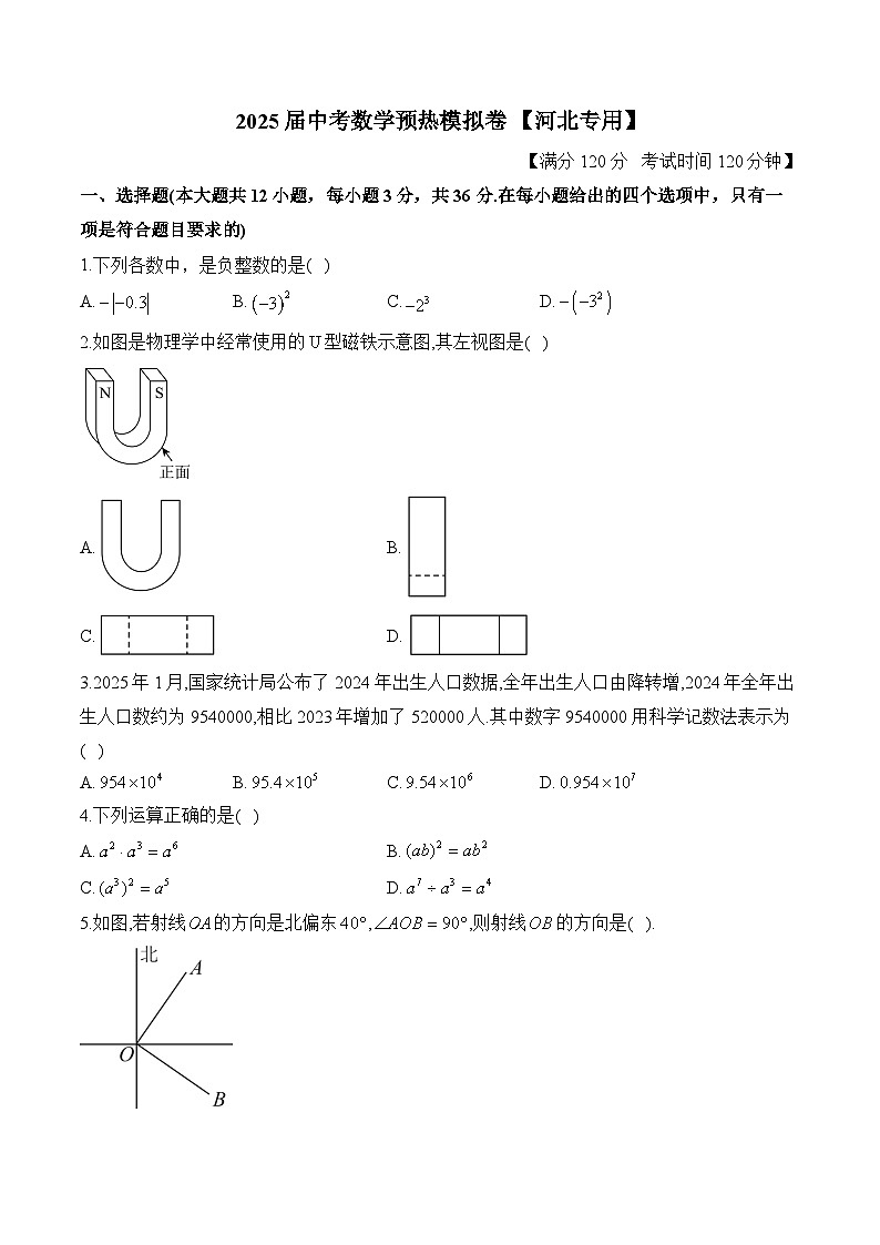 2025届中考数学模拟卷 【河北专用】第1页