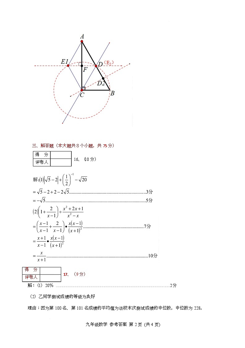 2025年河南省南阳市方城县二模数学试卷 2025中招二模-参考答案(2)第2页