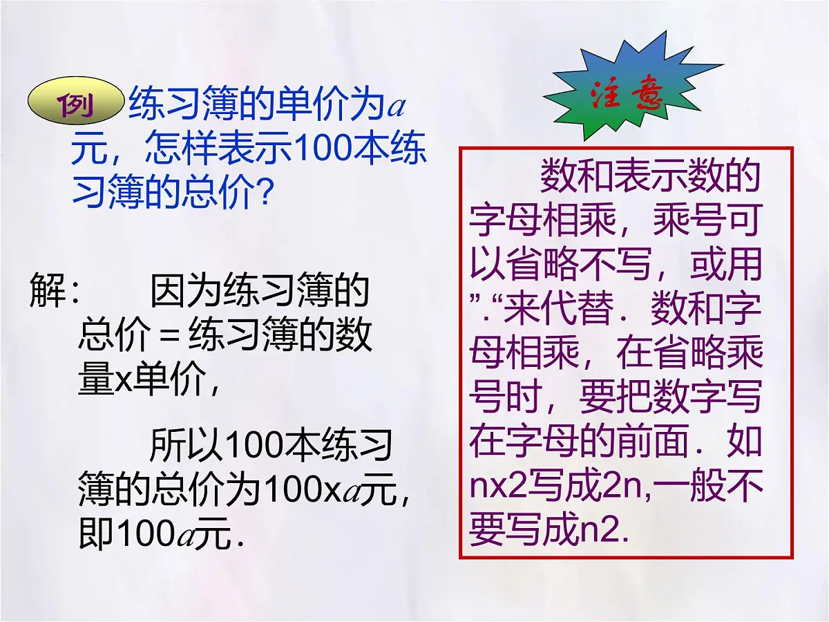 数学冀教版（2024）七年级上册 3.1《用字母表示数》 课件第3页