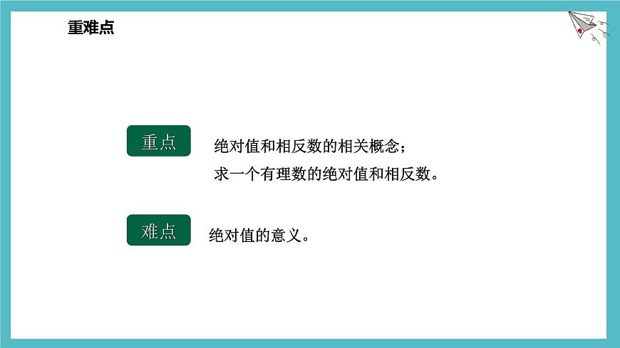 数学冀教版（2024）七年级上册 1.3绝对值与相反数 课件第3页
