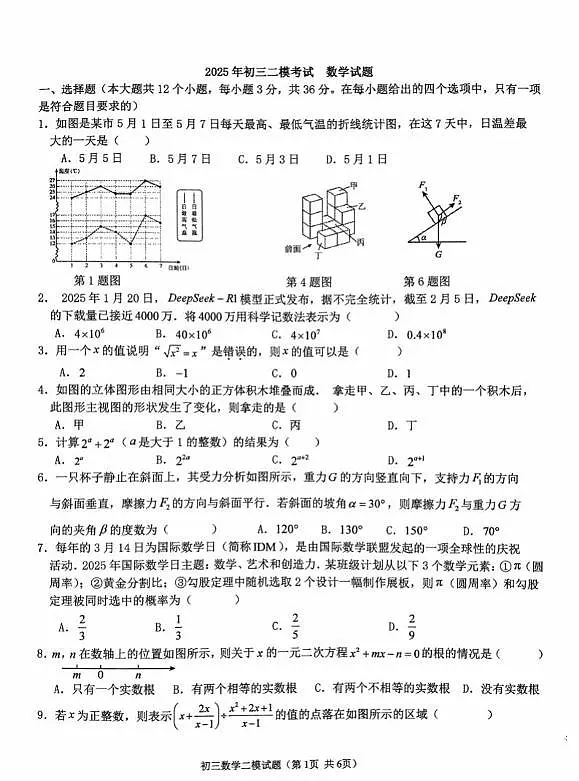 2025年河北省石家庄市第四十中学中考二模数学试卷（中考模拟 ）第1页