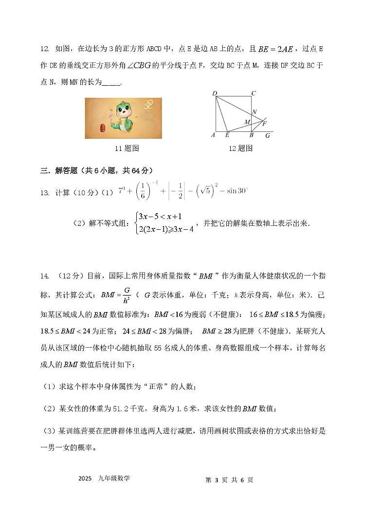 2025年内蒙古赤峰市克什克腾旗中考数学一模试题（中考模拟 ）第3页