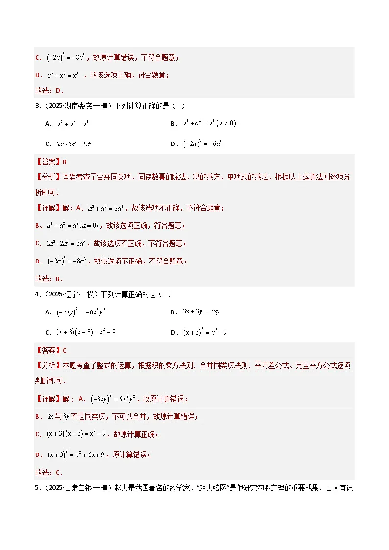 2025年中考数学专项复习讲义专题02 整式、分式、根式（解析版）第2页