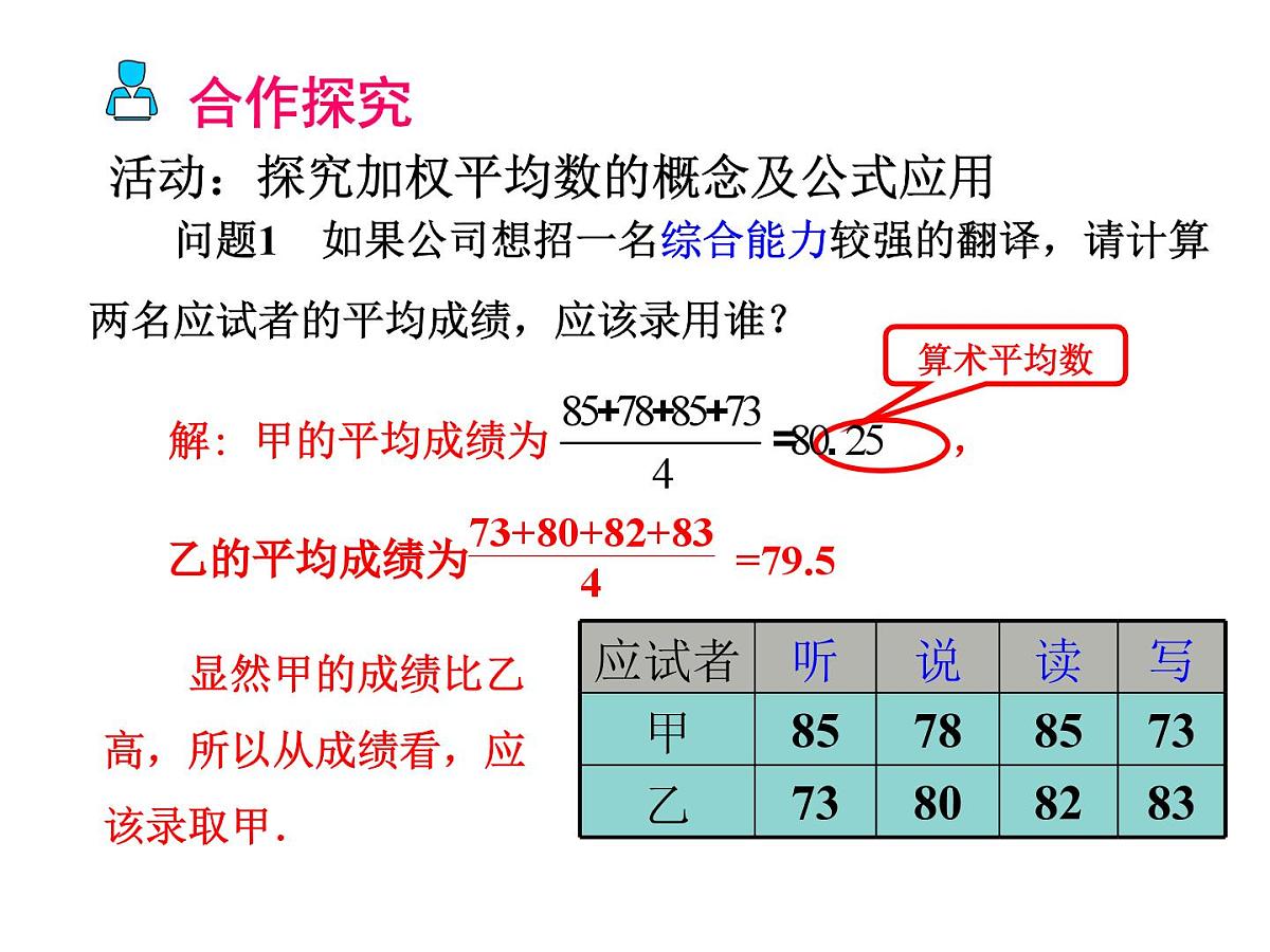 2025年春人教版数学八年级下册教学课件 20.1.1 平均数第4页