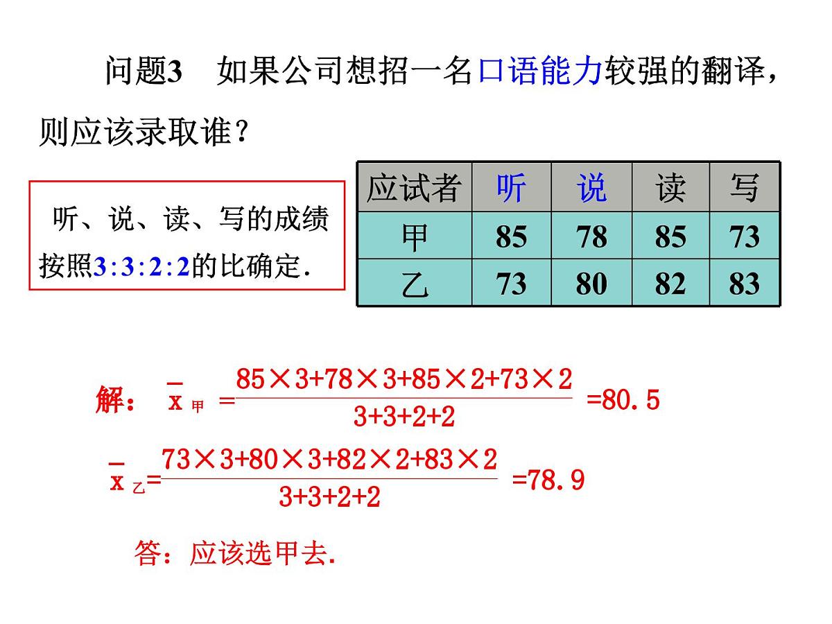 2025年春人教版数学八年级下册教学课件 20.1.1 平均数第8页