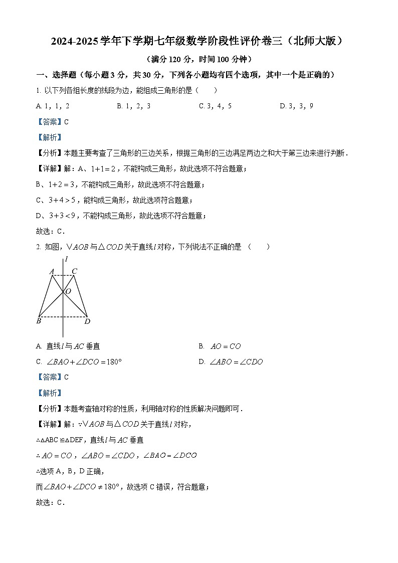 河南省周口市项城市2024-2025学年七年级下学期5月月考 数学试题（含解析）第1页