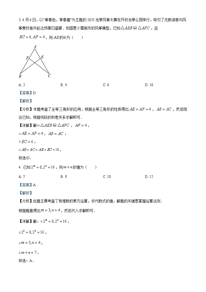 河南省周口市项城市2024-2025学年七年级下学期5月月考 数学试题（含解析）第2页