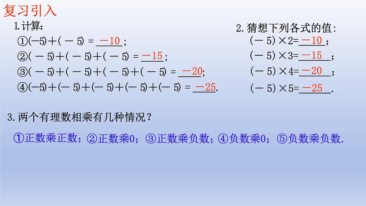 2.4 有理数的乘除运算（1）第1课时 有理数的乘法法则 课件 2025学年鲁教版六年级数学上册第2页