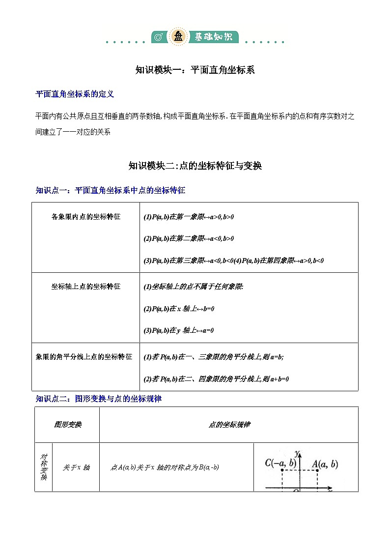 2025年中考数学专项复习讲义专题03  平面直角坐标系与函数 (4大模块知识梳理+9个考点+3个易错点)原卷版第2页