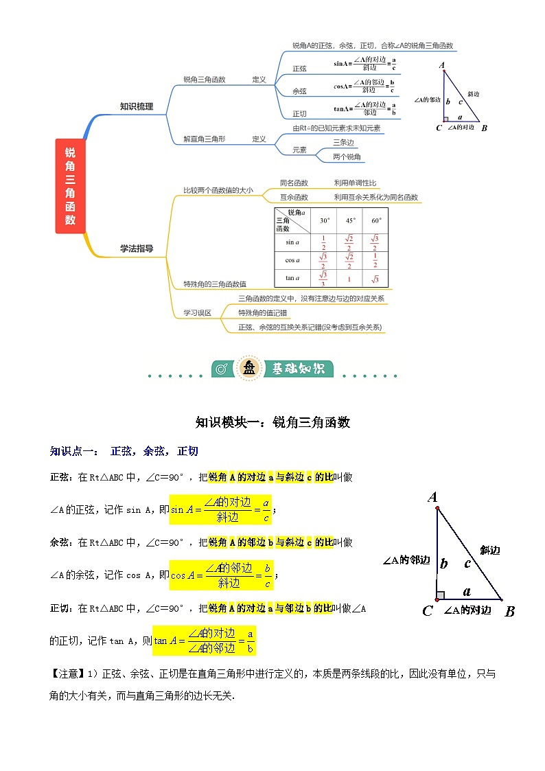 2025年中考数学专项复习讲义专题11 锐角三角函数(3大模块知识梳理+9个考点+4个重难点+2个易错点)(解析版)第2页