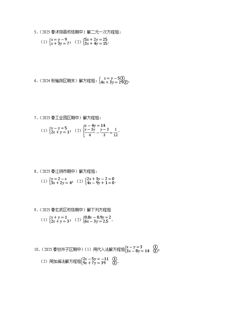 专题2 期末复习题题组——解方程组、方程组的解、新定义类（原卷版）第2页