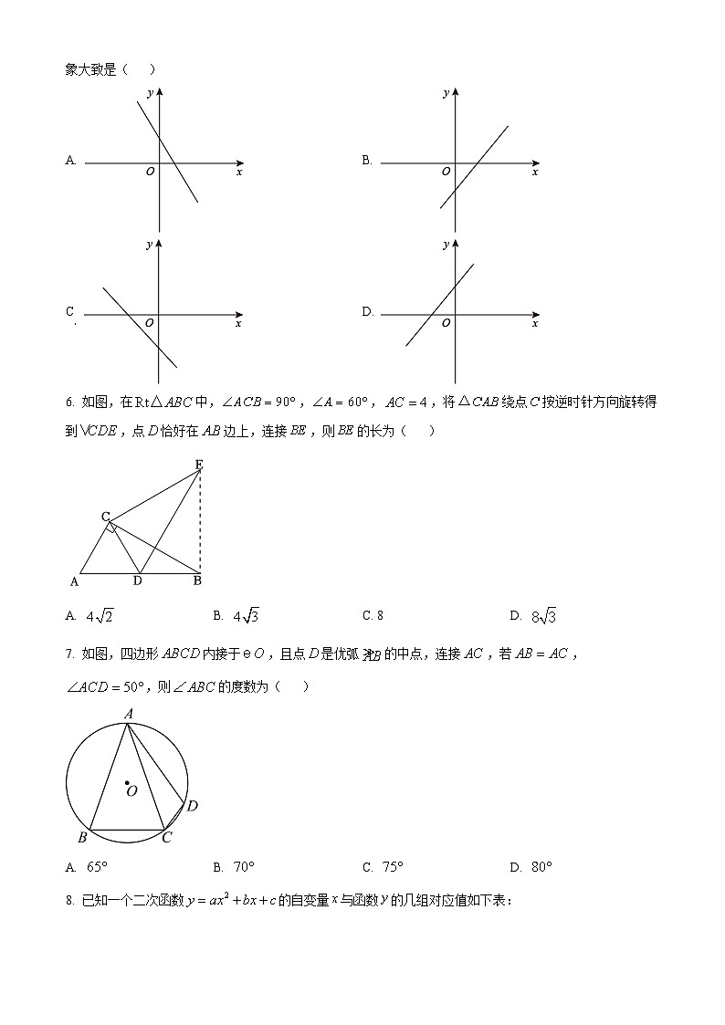 2025年陕西省渭南市大荔中学学业水平考试九年级数学模拟试题 （中考模拟）第2页
