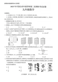 河南省平顶山市2025年中招考试第二次模拟考试数学试卷（中考模拟）