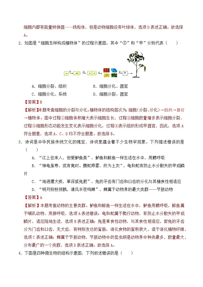 2025年中考数学第三次模拟考试卷：生物（武汉卷）（解析版）第2页
