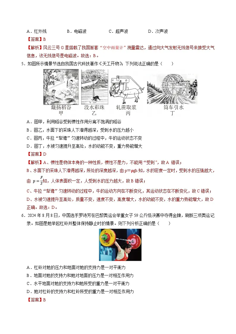 2025年中考数学第三次模拟考试卷：物理（武汉卷）（解析版）第3页