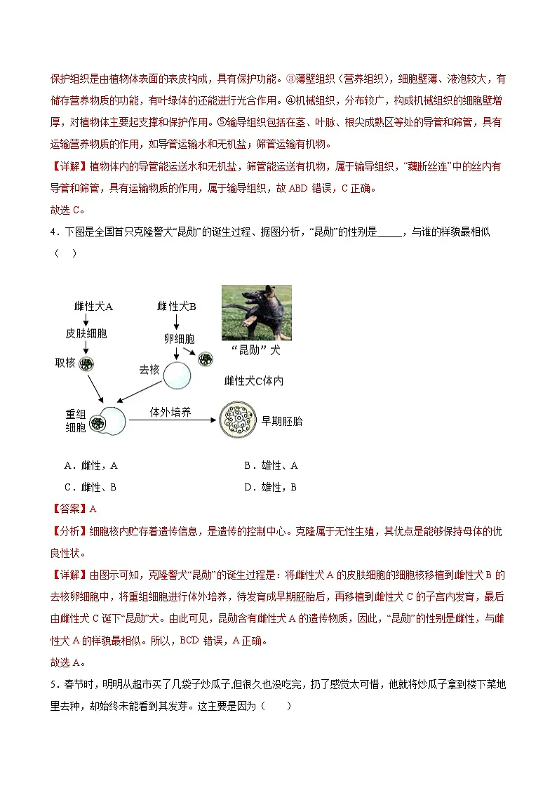 2025年中考数学第三次模拟考试卷：生物（长春卷）（解析版）第3页