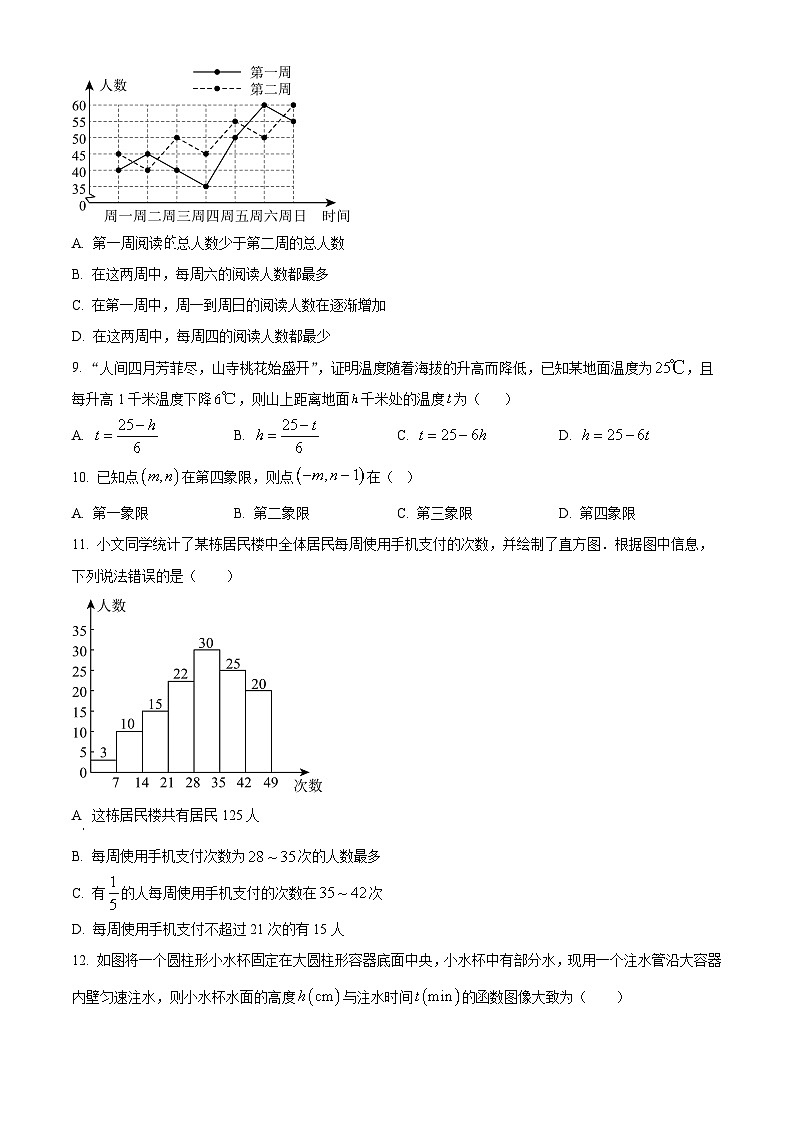 河北省邯郸市2024——2025学年下学期期中考试八年级数学试题（原卷版）第3页