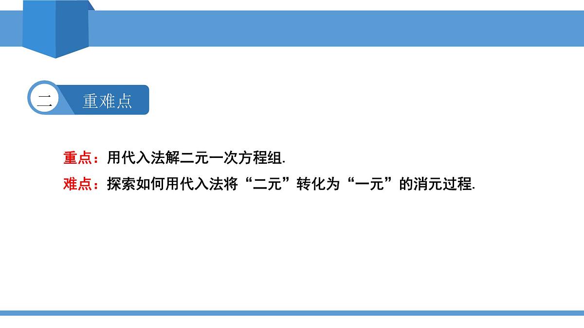 2025年春人教版七年级下册数学教学课件 8.2.1 代入消元法---解二元一次方程组第3页