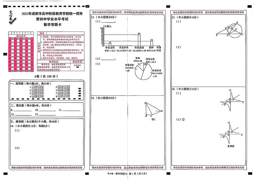 2025《万唯中考•成都定心卷》数学答题卡第1页