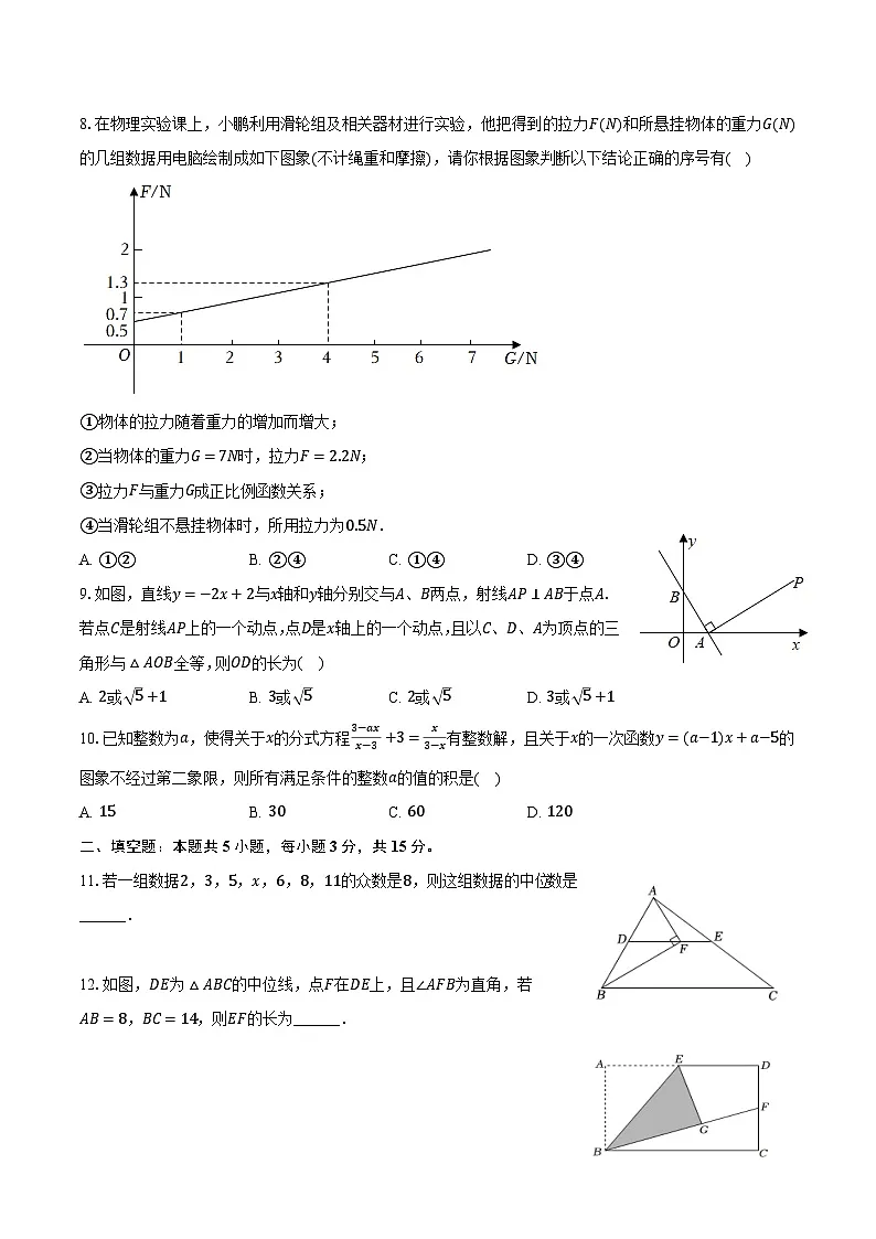 河南省商丘市柘城县2023-2024学年八年级下学期期末考试数学试卷(含答案)第2页
