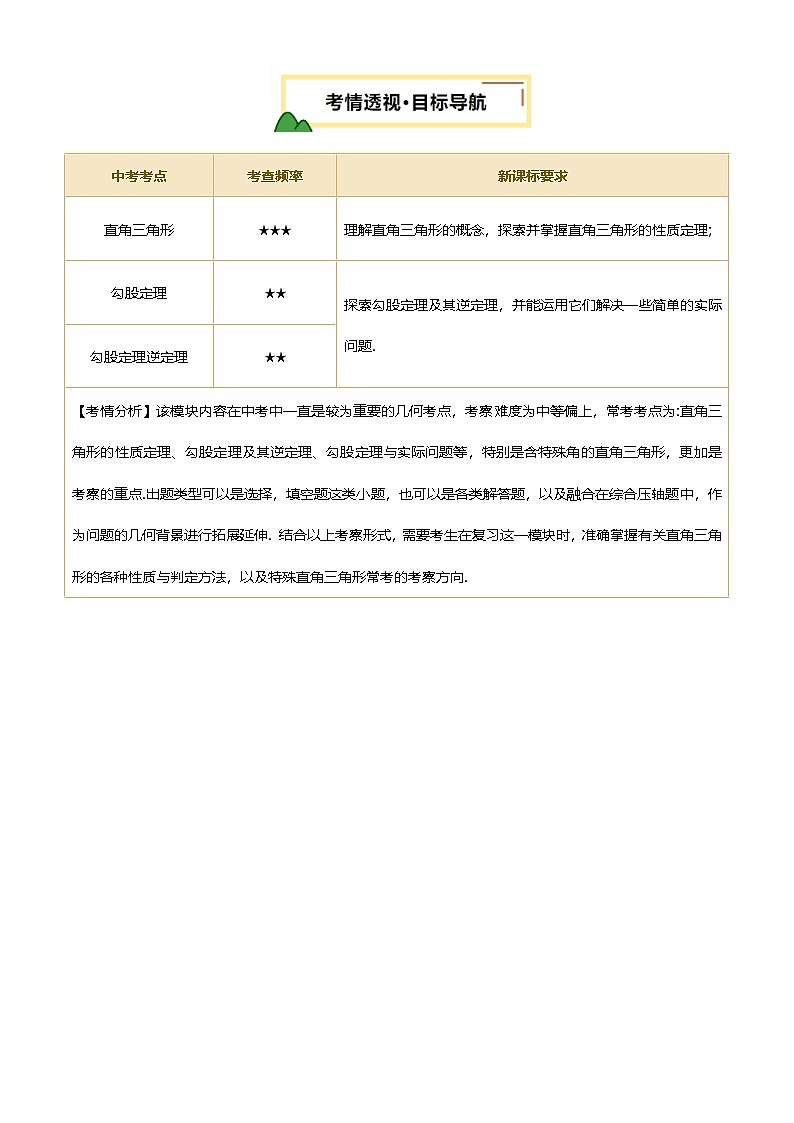 2025年中考数学专项复习第19讲 直角三角形(讲义，4考点+4命题点18种题型(含5种解题技巧))(原卷版)第2页
