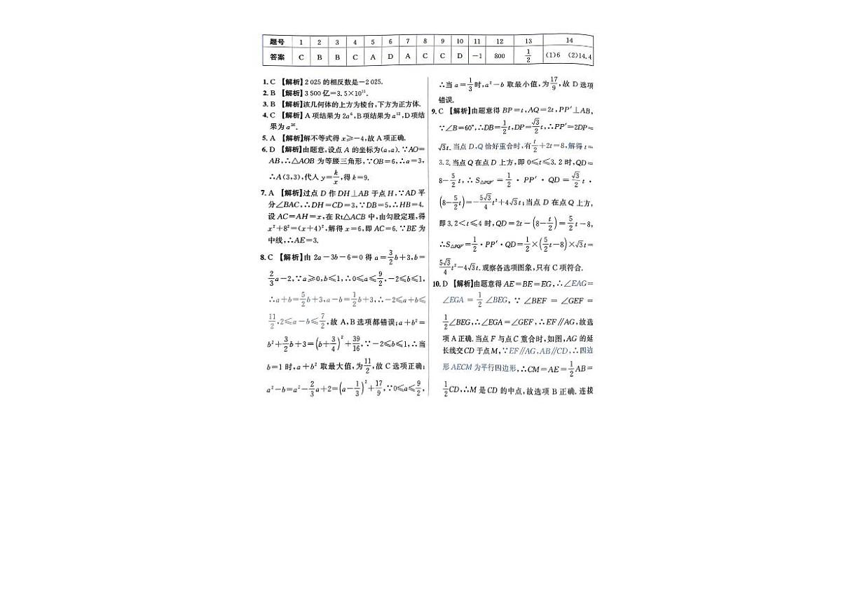 2025年安徽省蚌埠市部分学校中考三模数学试卷(图片版，含答案)第3页