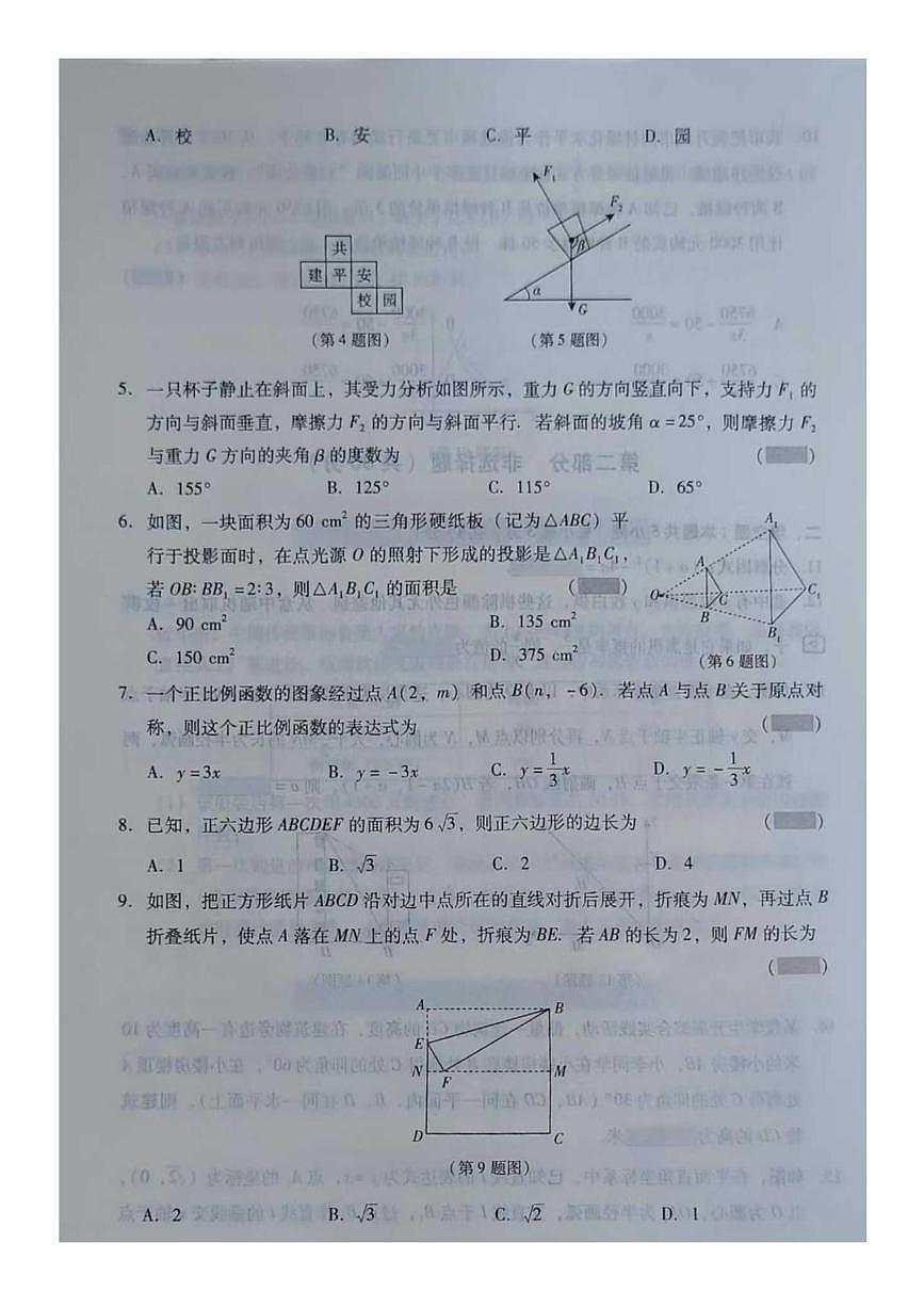 2025年5月辽宁省抚顺市新宾县大四平第二中学九年级模拟数学测试题(图片版，含答案)第2页