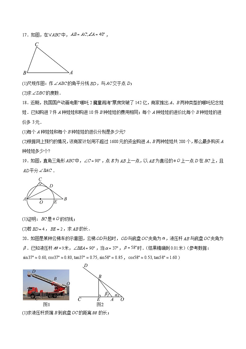 广东省韶关市新丰县2025届九年级学业水平监测（一）数学试卷(含解析)第3页