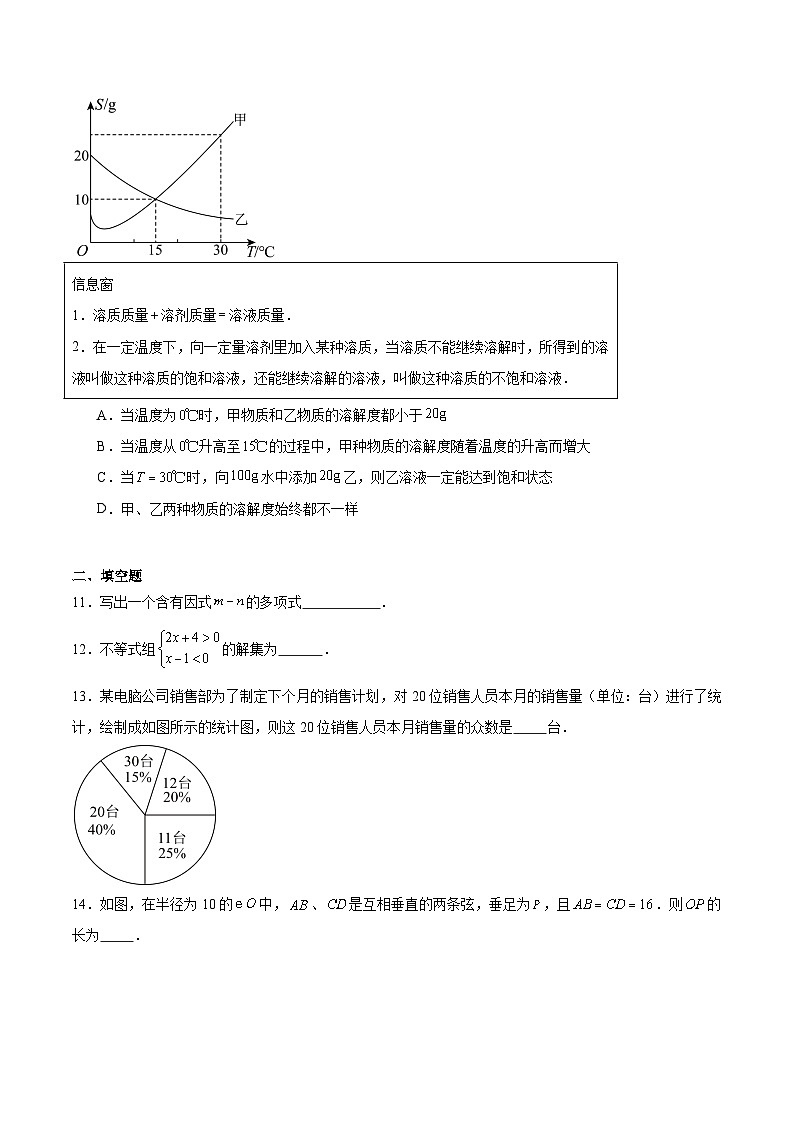 河南省驻马店市泌阳县2025届九年级下学期中考一模数学试卷(含答案)第3页