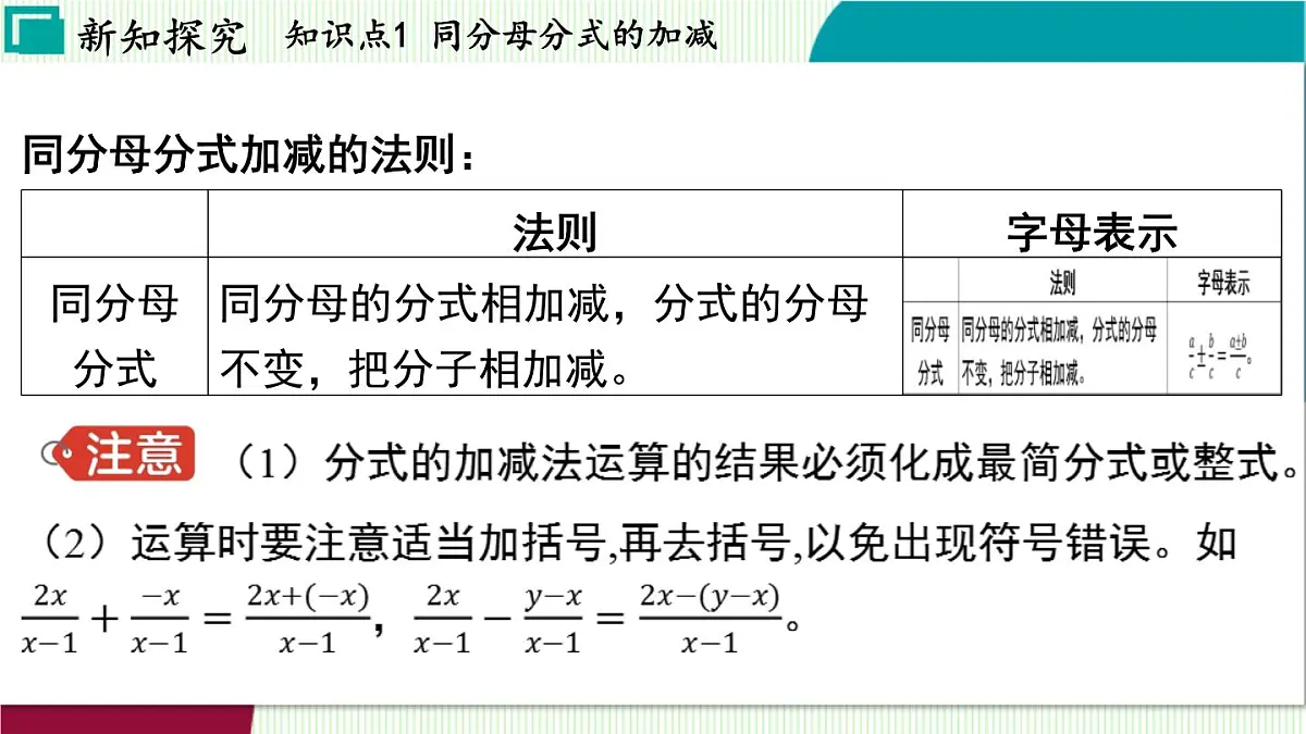 浙教版数学2024七年级下册 5.4 分式的加减 PPT课件第4页