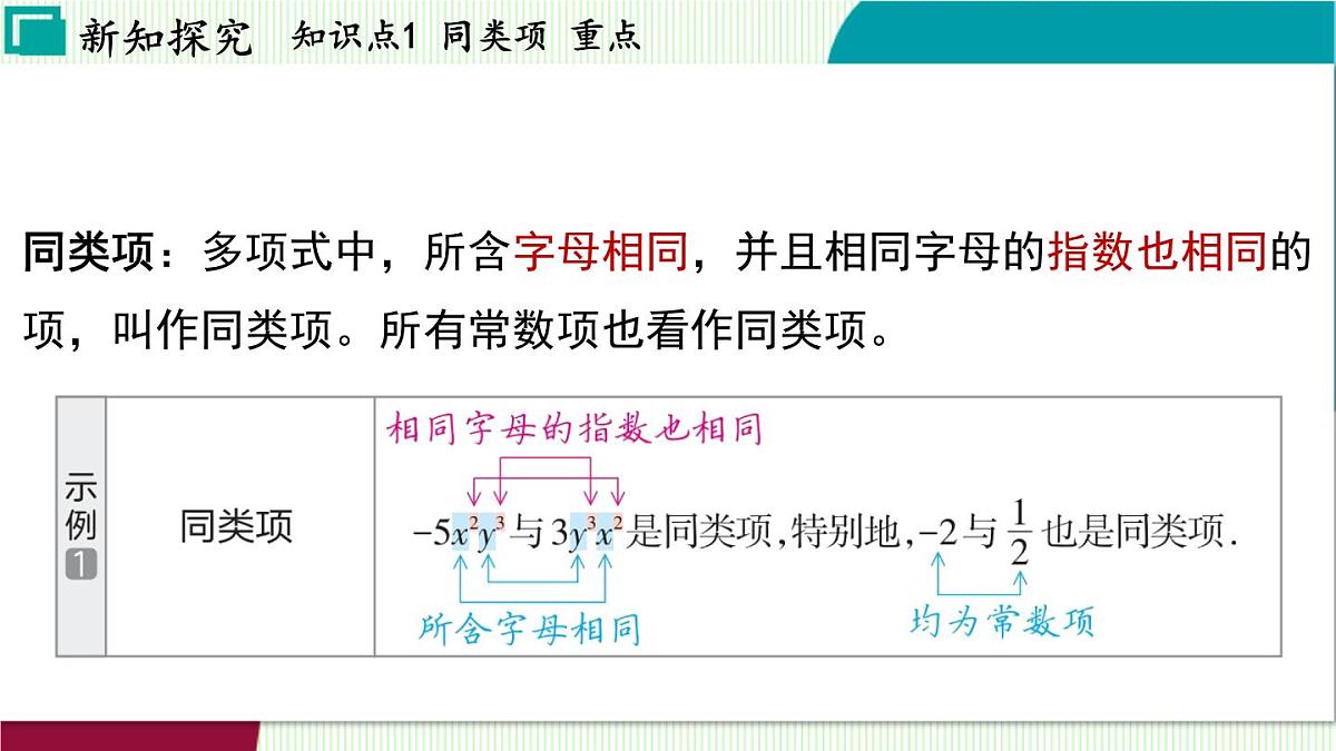 浙教版数学2024七年级上册 4.4 合并同类项 PPT课件第4页