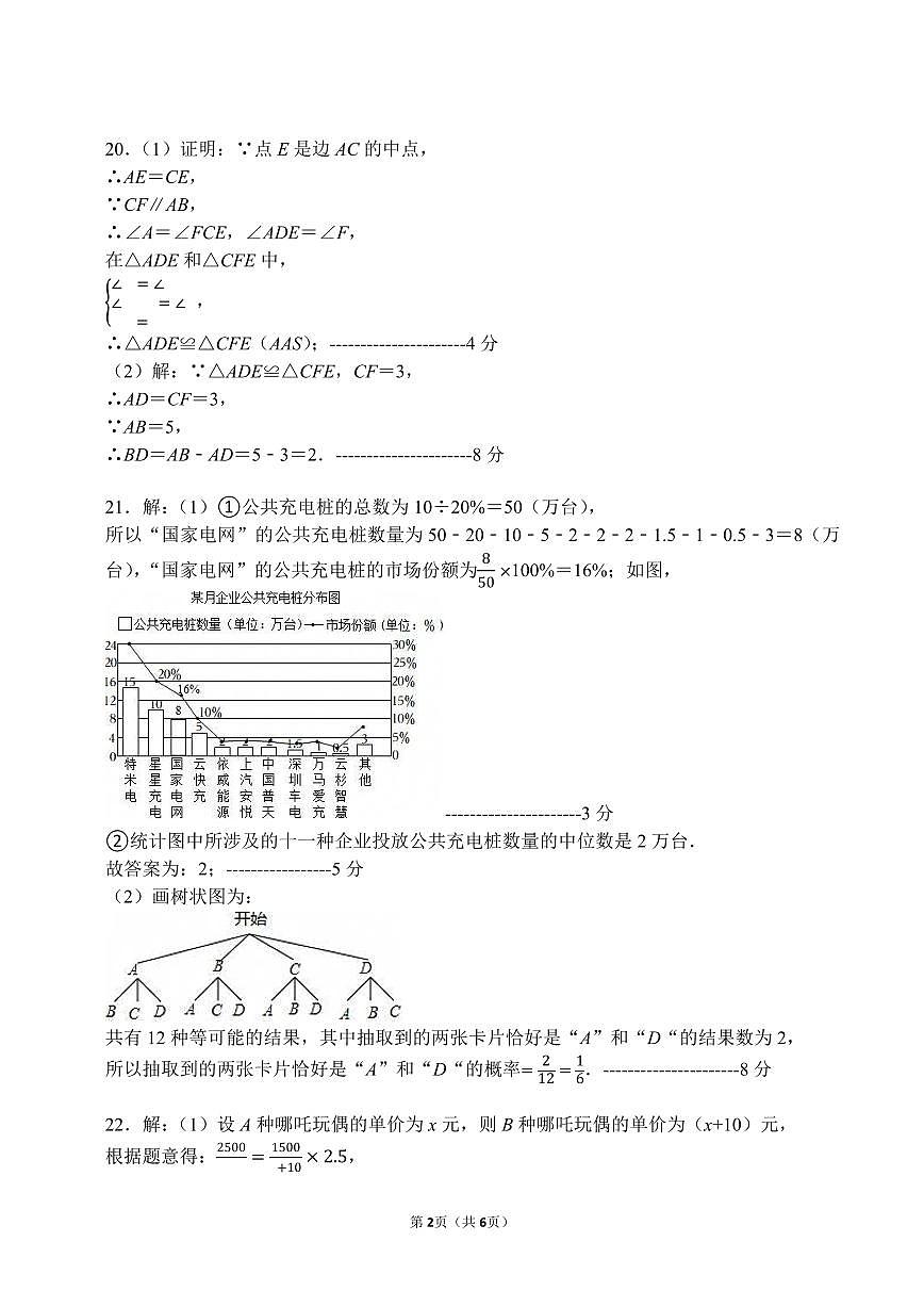 湖南师大附中集团2025年中考全真模拟数学试卷（6月）答案第2页