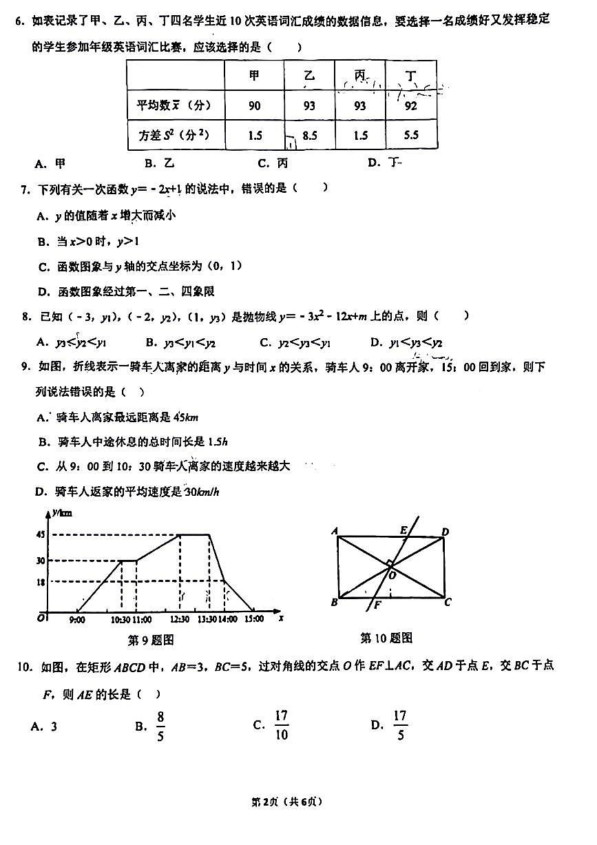 辽宁省盘锦市兴隆台区部分学校2023-2024学年八年级数学下学期期末试卷第2页