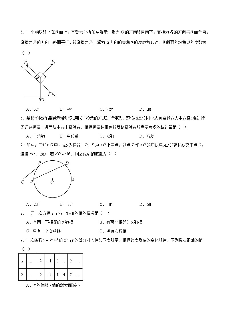山西省晋中市榆社县多校2025届九年级下学期中考一模数学试卷(含解析)第2页