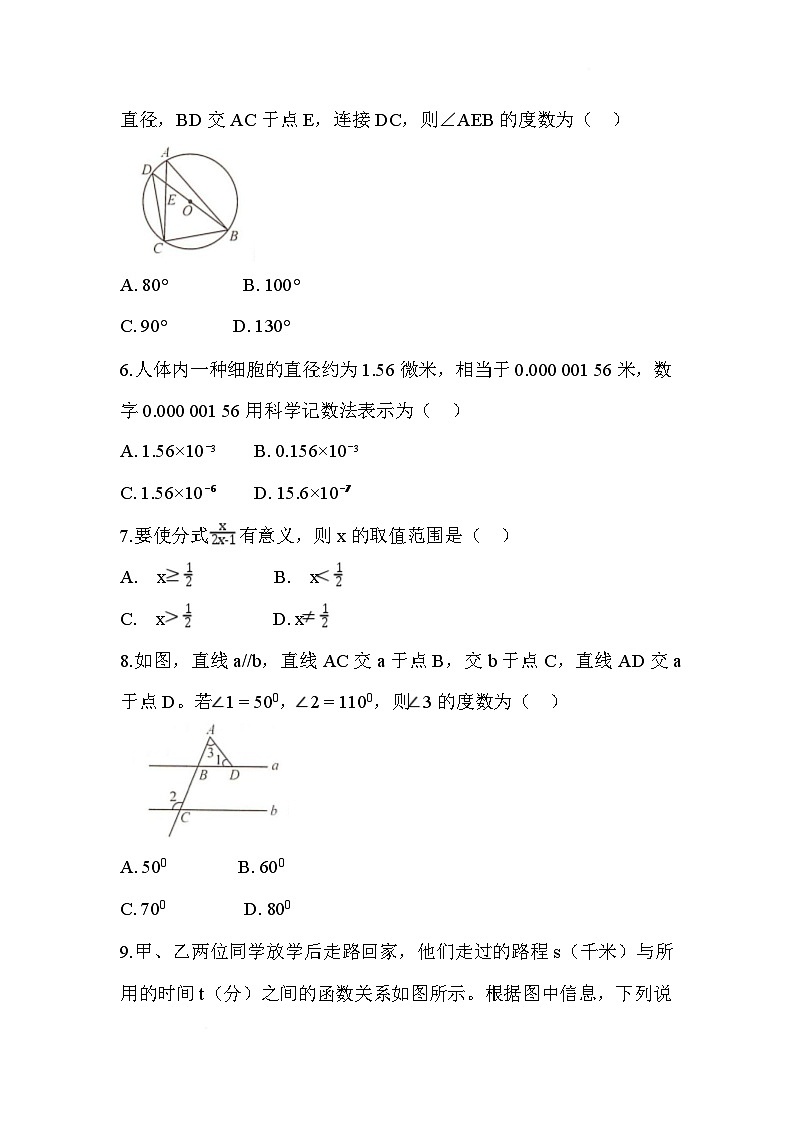 四川省绵阳市北川羌族自治县2025届九年级下学期中考一模数学试卷(含答案)第2页
