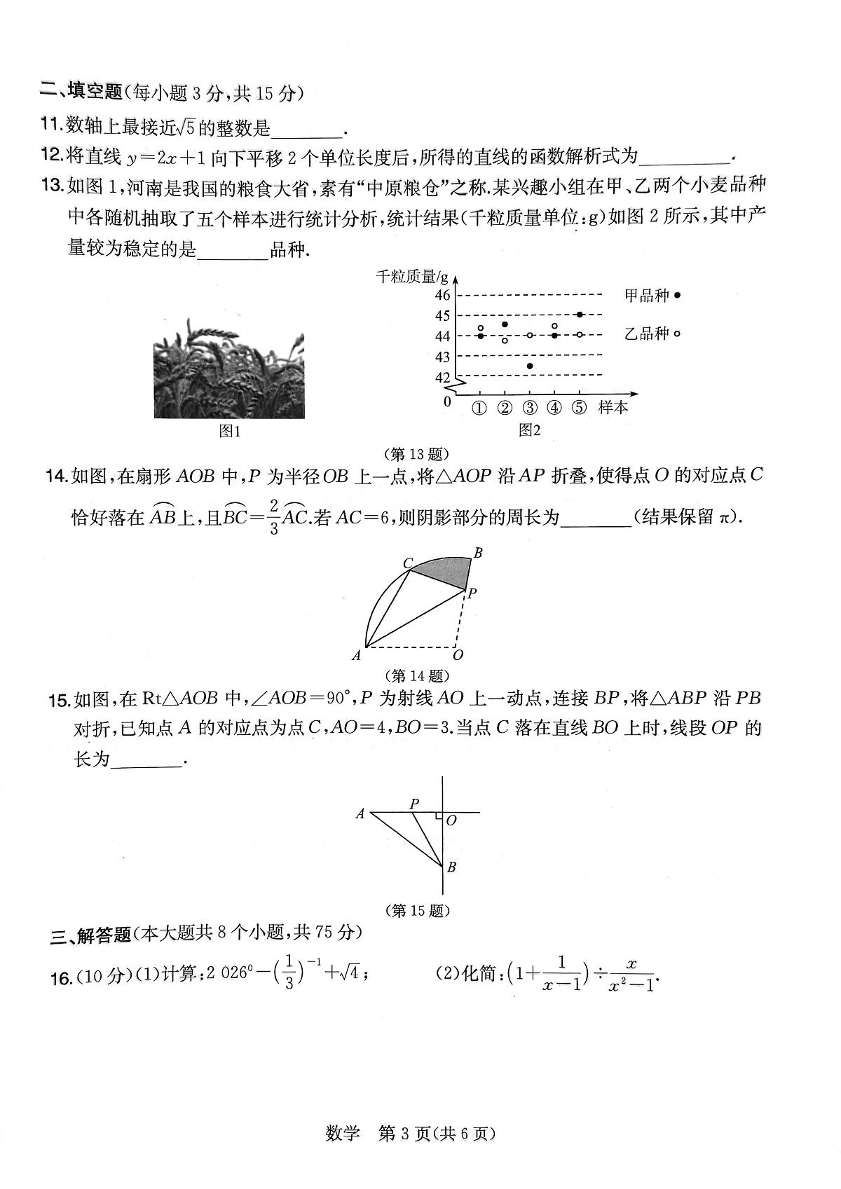 2025年河南省驻马店市汝南县部分私立初中联考中考三模数学试题（中考模拟）第3页