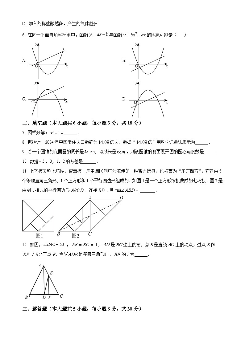 2025年江西省新余市第一中学初中学业水平适应性考试数学试题卷（中考模拟）第2页