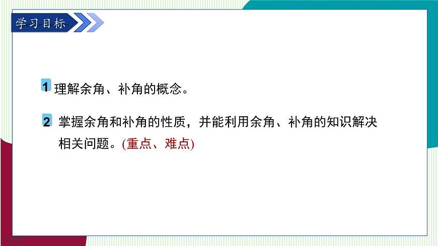 青岛版数学2024七年级上册  6.6 余角和补角 PPT课件第3页