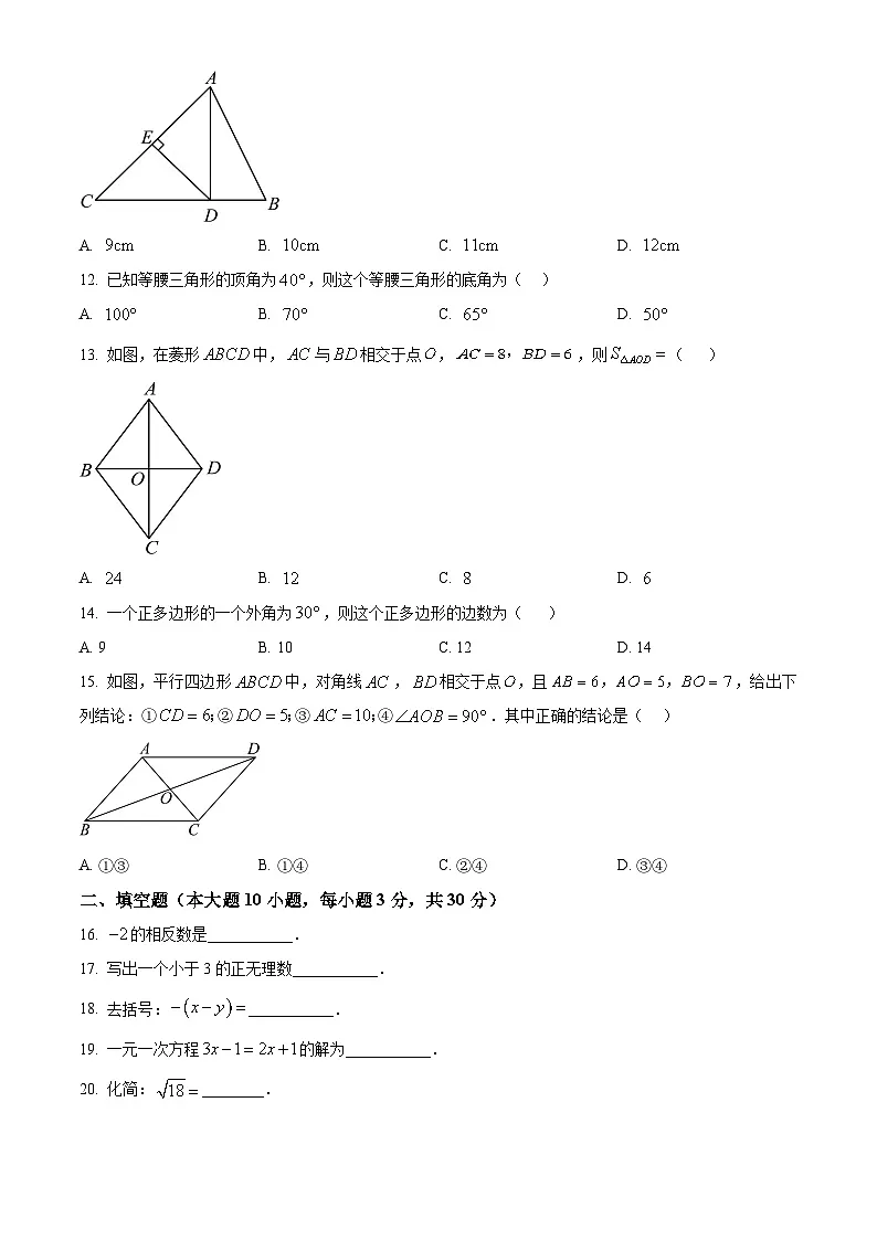 2025年湖北省荆州市沙市区中考三模数学试题 -（中考模拟）第3页